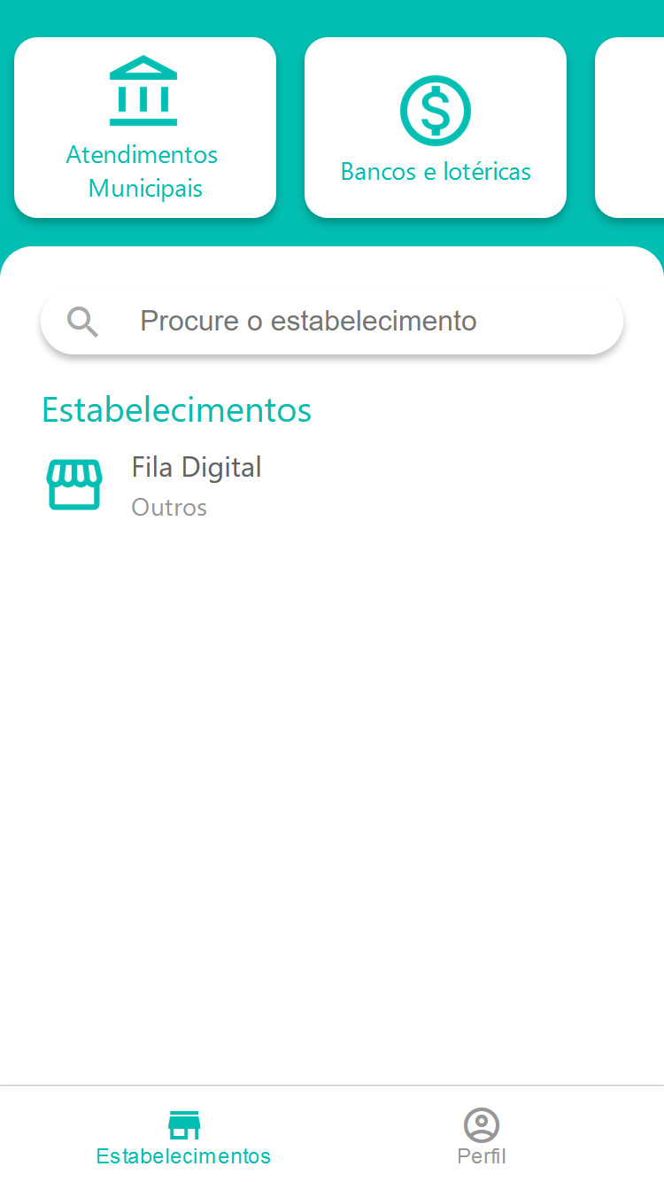 Tela da cliente vendo as filas de um estabelecimento