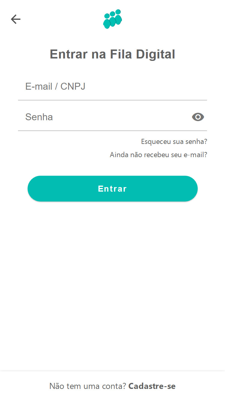 Tela de login do estabelecimento