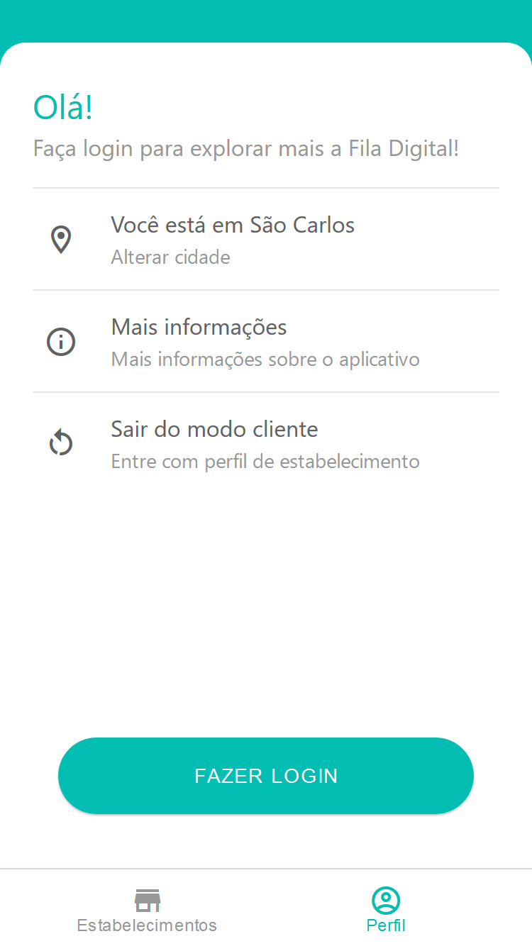 Tela de perfil, com a cidade atual e informações adicionais